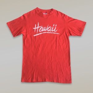 Vintage 90’s Single Stitch Hawaii Destination Short Sleeve Spellout Tee in Red